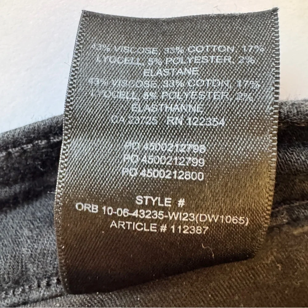 Denim Forum The Lola Split Hi Rise Skinny Jean Coated Stay Black Waxed Sz 32 - Picture 7 of 16